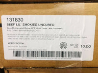 10 lb Case of All Beef Uncured Lil Smokies Cocktail Weenies, Casing, Gluten and MSG Free