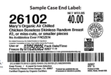 LIMITED TIME: 40 lbs ALL ORGANIC, Air Chilled, Boneless, Skinless, Random Chicken Breast Pieces