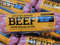 PRICE DROP: 40 lb Case of 80/20 100% Pure Beef Ground Beef (in 8 - 5lb Frozen Chubs)