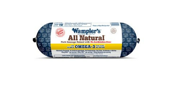 NEW: 12lb Wampler's All Natural Omega-3  Ground Sausage Roll, 12- 1 lb rolls per case, Gluten Free