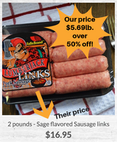 10 lb. case - 2oz. Pork Sausage Links Lumberjack Style, Local, Gluten Free