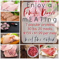 31 lb Family Mixed Staples Boxes - 7 different cuts of Beef, Pork and Poultry